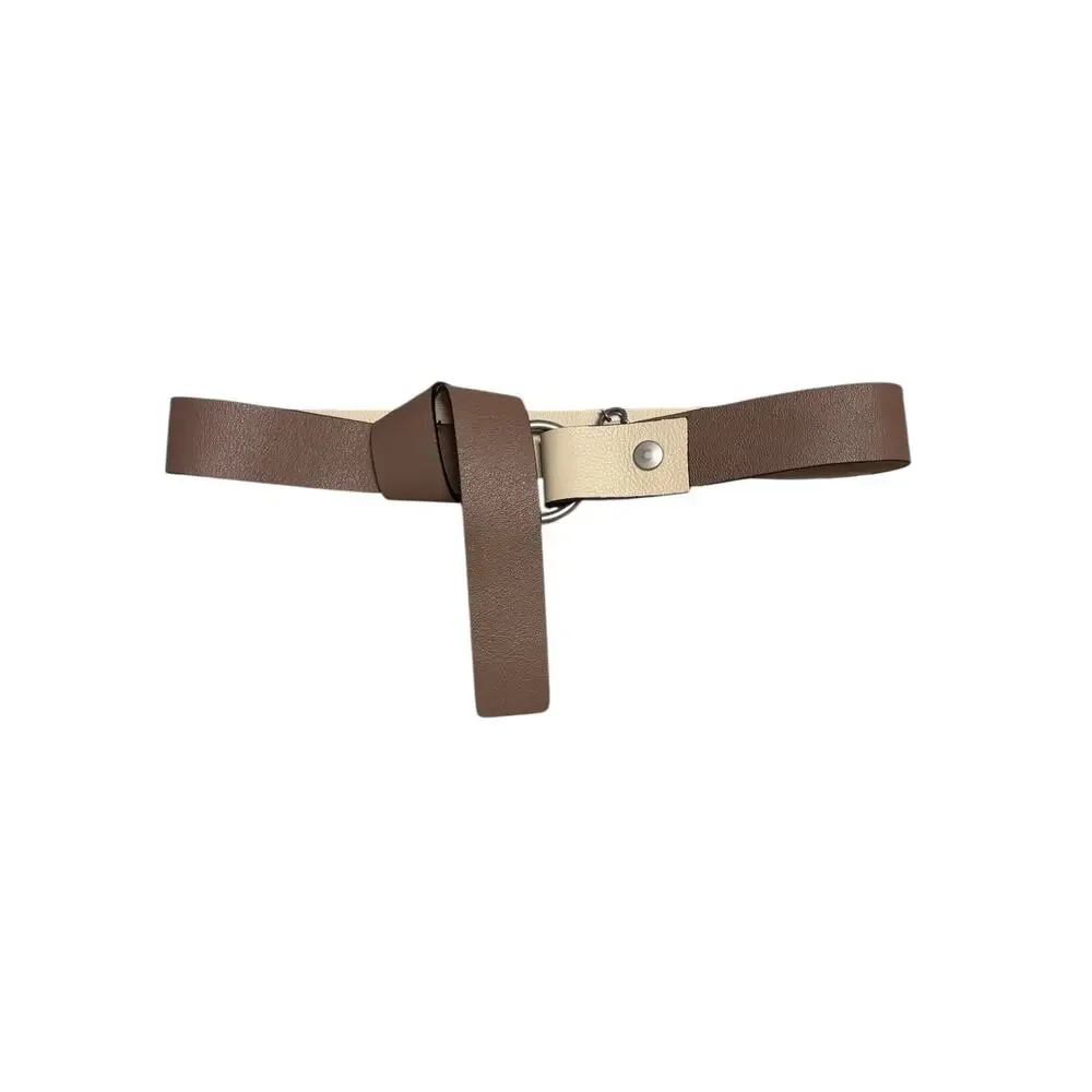 Peserico Made in Italy Leather Belt Brown Beige Two Tone